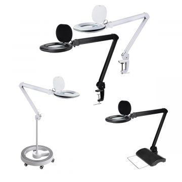 Lumeno #861XGR Magnifying-Lamp Ø110x150mm - Workbench magnifier - 60 LEDs+